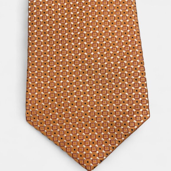 Jos. A. Bank Silk Tie Burnt Orange Geometric Textured - Picture 2 of 6